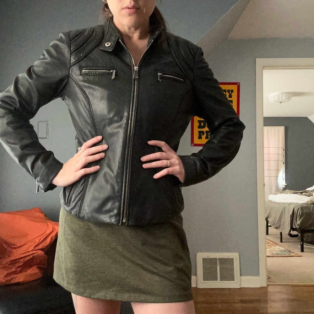 Vintage Neiman Marcus Genuine Leather Biker Jacket Coat Medium - Picture 7 of 10